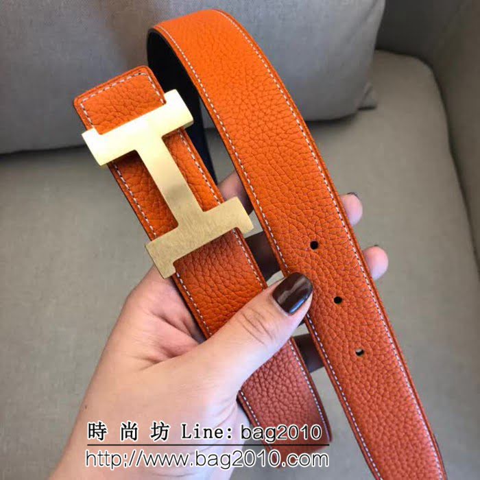 愛馬仕HERMES 原單正品 雙面原版皮 精品鋼扣高端男士皮帶 HHG1483